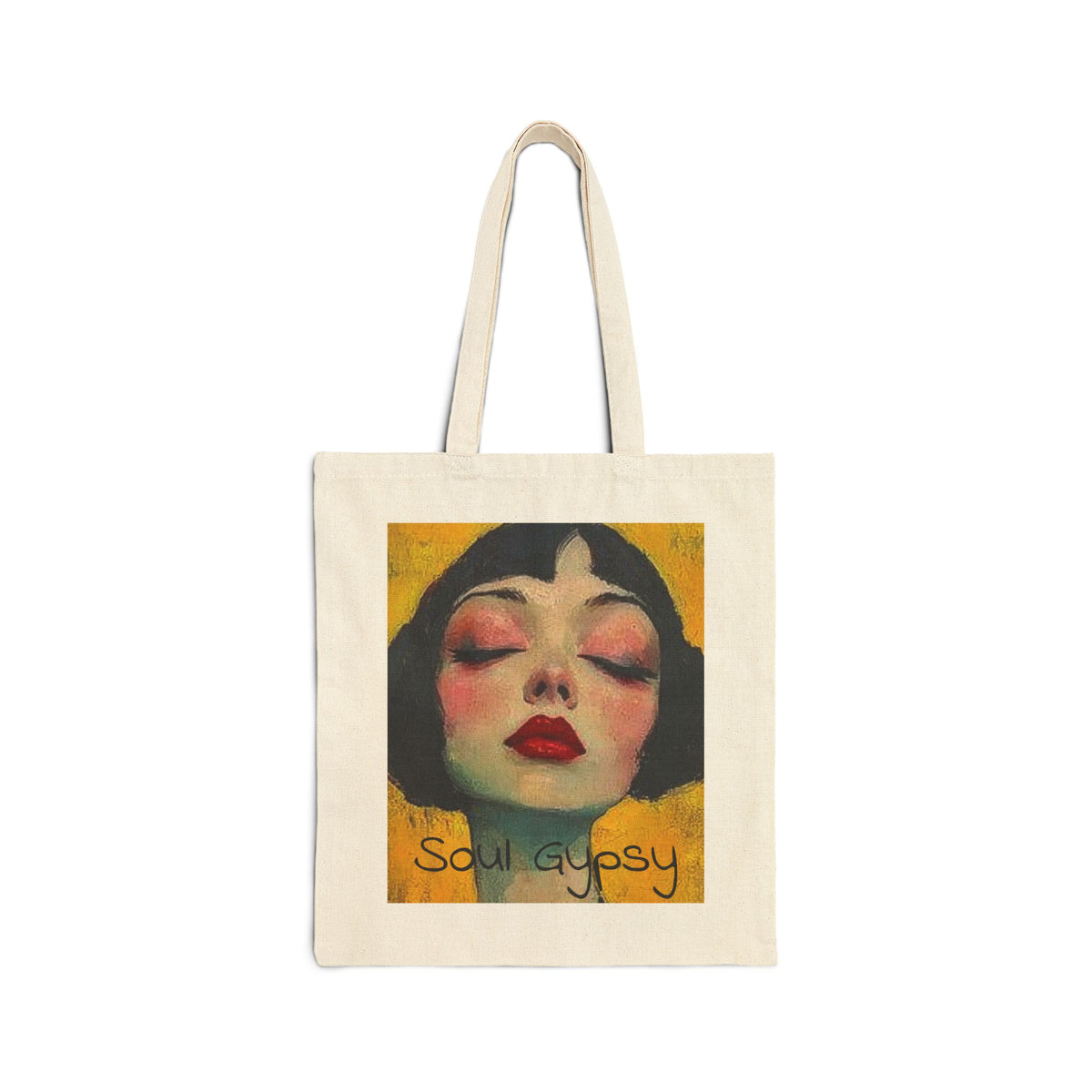 Soul Gypsy Canvas Tote Bag "THE WEAVER"— Boho Art Portrait Reusable Shopping Tote