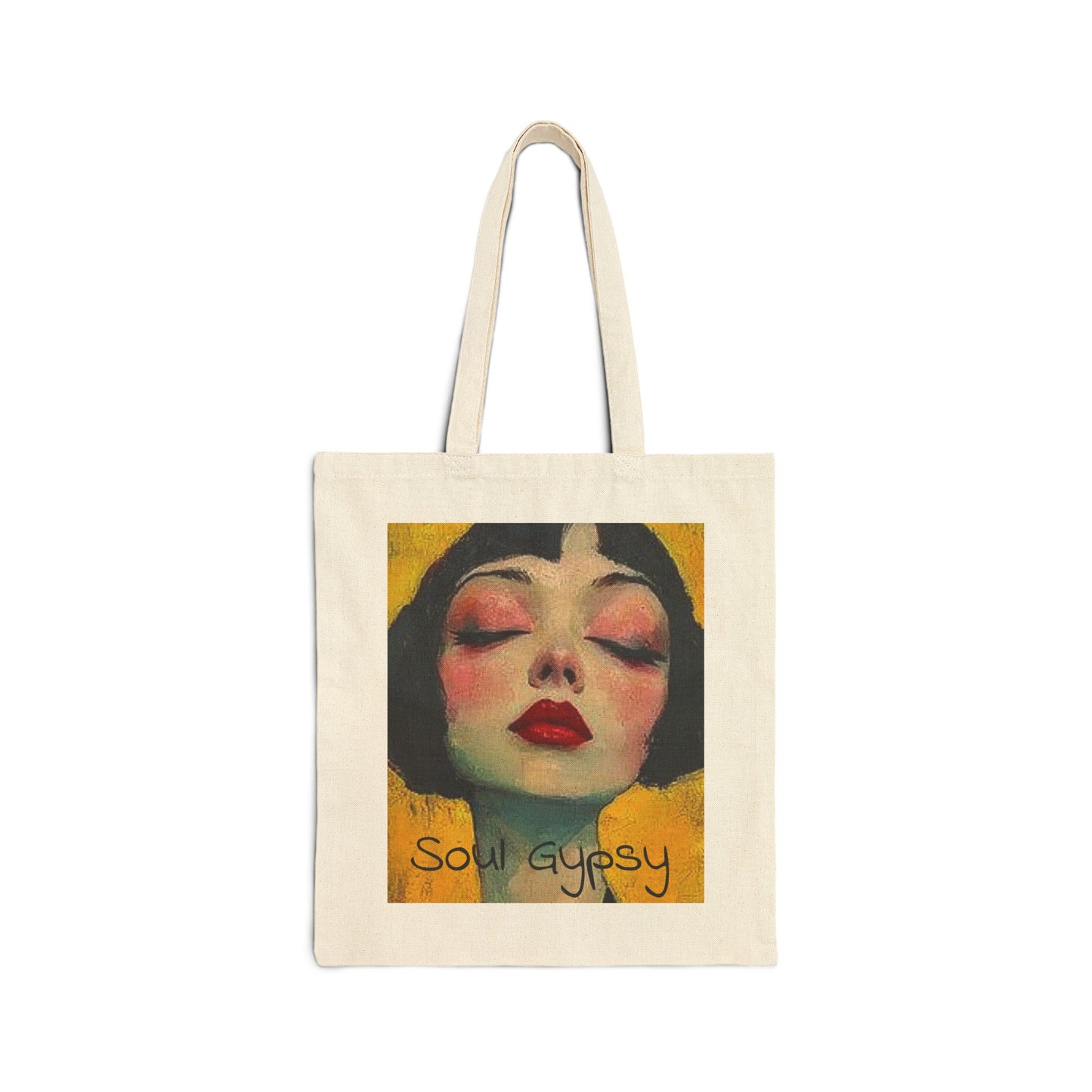 Soul Gypsy Canvas Tote Bag "THE WEAVER"— Boho Art Portrait Reusable Shopping Tote