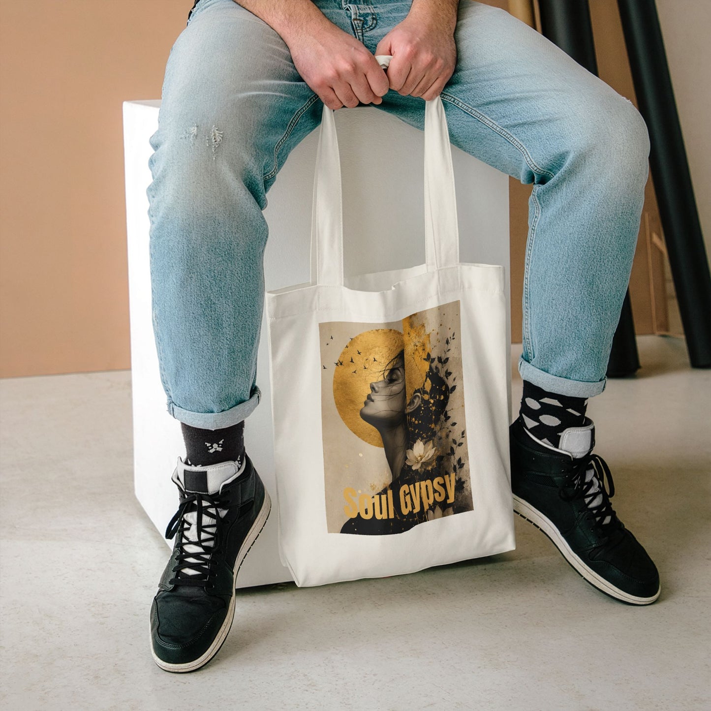 Botanical Art Cotton Tote Bag,"THE SEEKER" Eco-Friendly Shopping Bag, Floral Tote for Women, Gift for Her, Reusable Grocery Bag, Everyday Tote