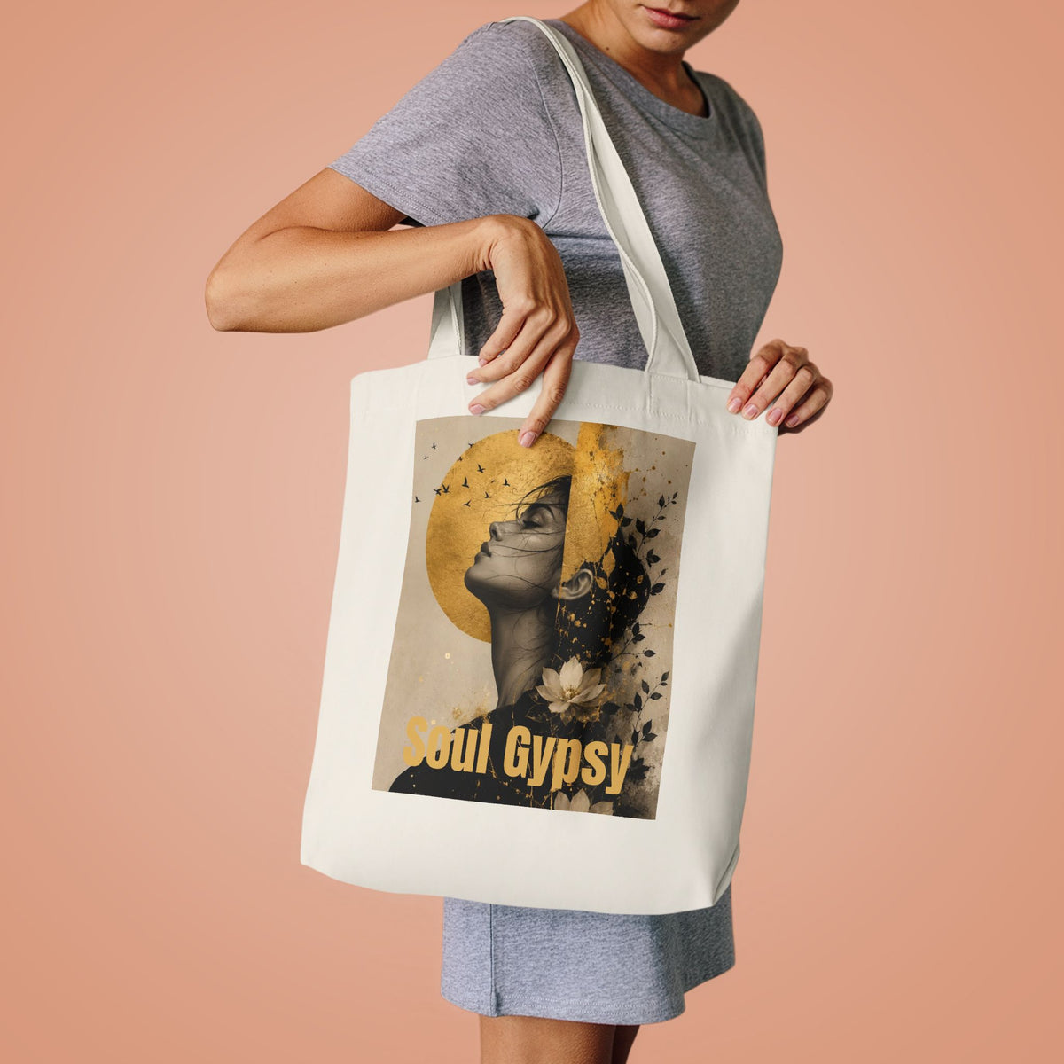 Botanical Art Cotton Tote Bag,"THE SEEKER" Eco-Friendly Shopping Bag, Floral Tote for Women, Gift for Her, Reusable Grocery Bag, Everyday Tote