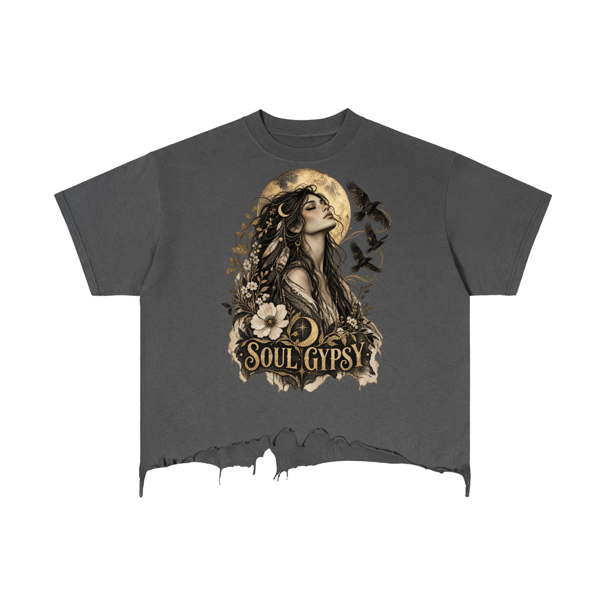 Soul Gypsy Moonlit Raven Vintage-Wash Boxy Tee