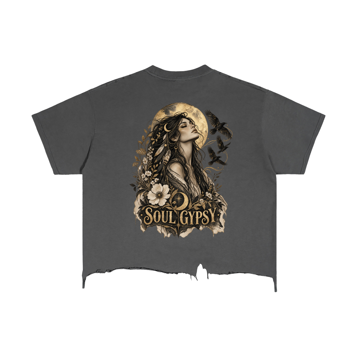 Soul Gypsy Moonlit Raven Vintage-Wash Boxy Tee