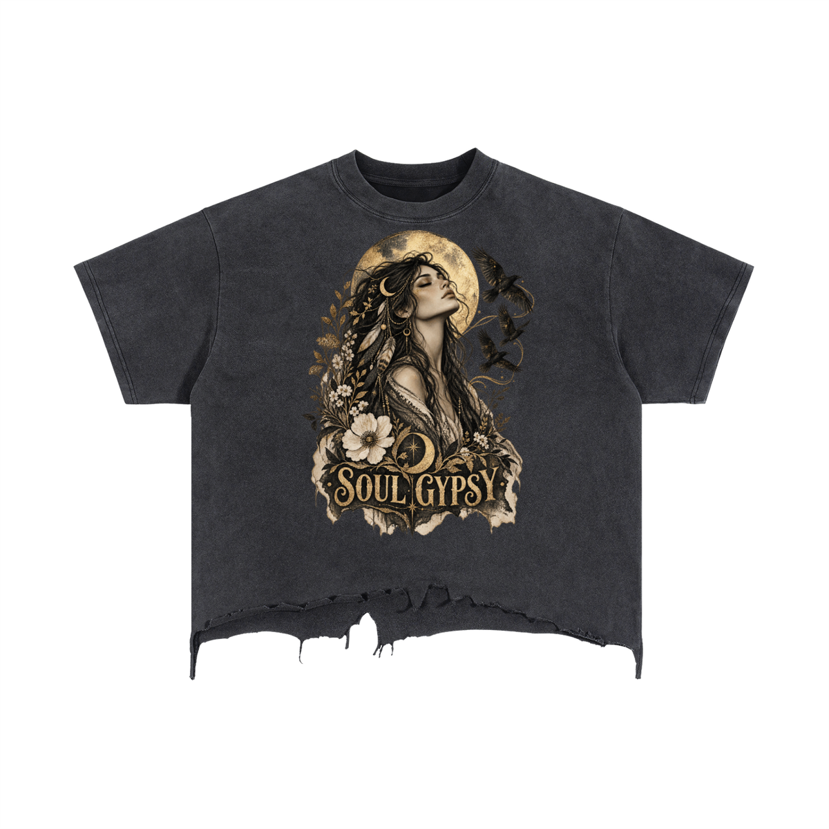 Soul Gypsy Moonlit Raven Vintage-Wash Boxy Tee