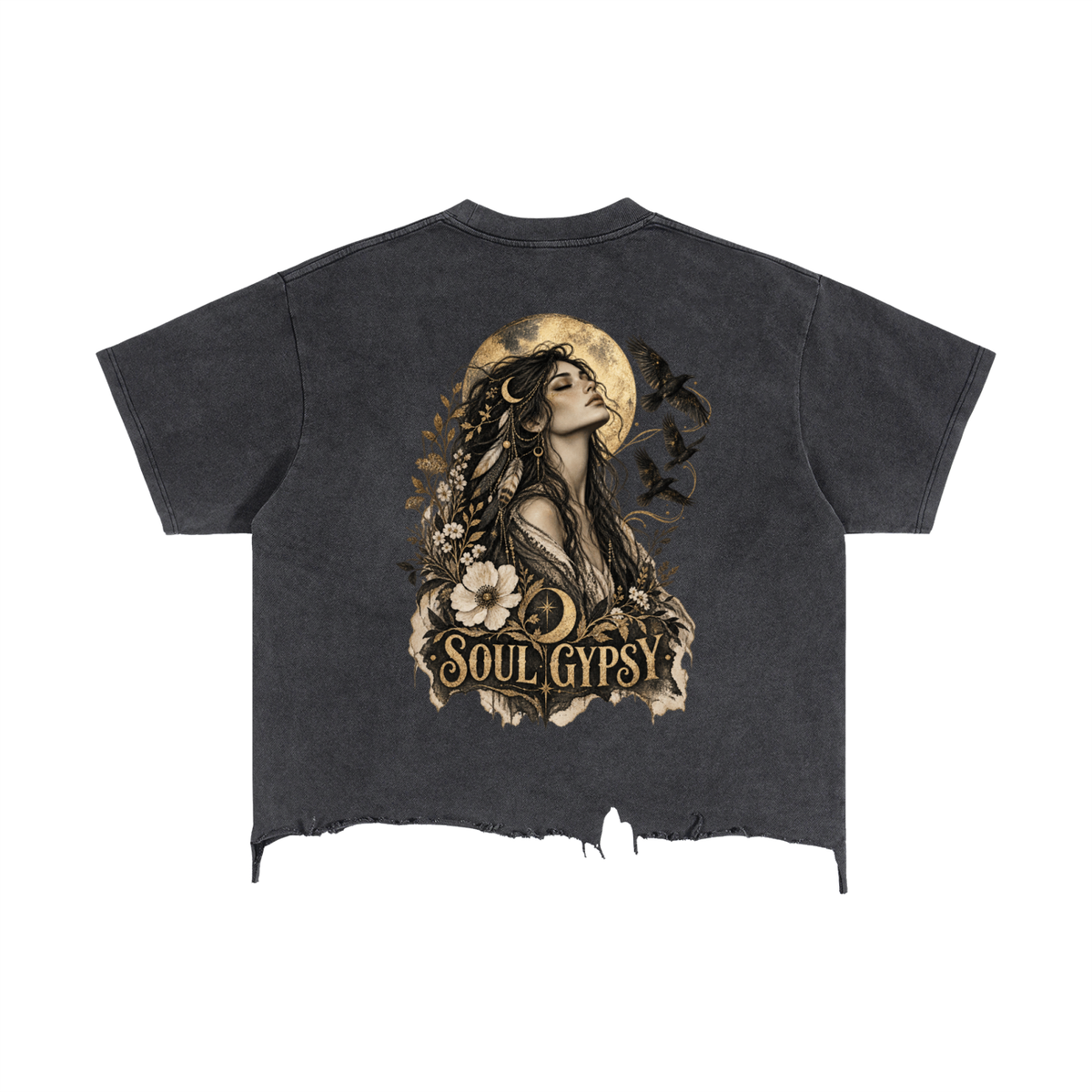 Soul Gypsy Moonlit Raven Vintage-Wash Boxy Tee
